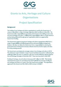 JAO Project Specification - Grants to culture, arts and heritage organisations