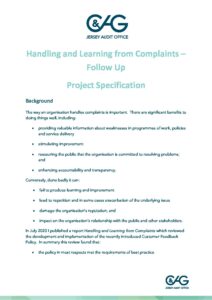 Project Specification - Handling and Learning from Complaints - Follow up